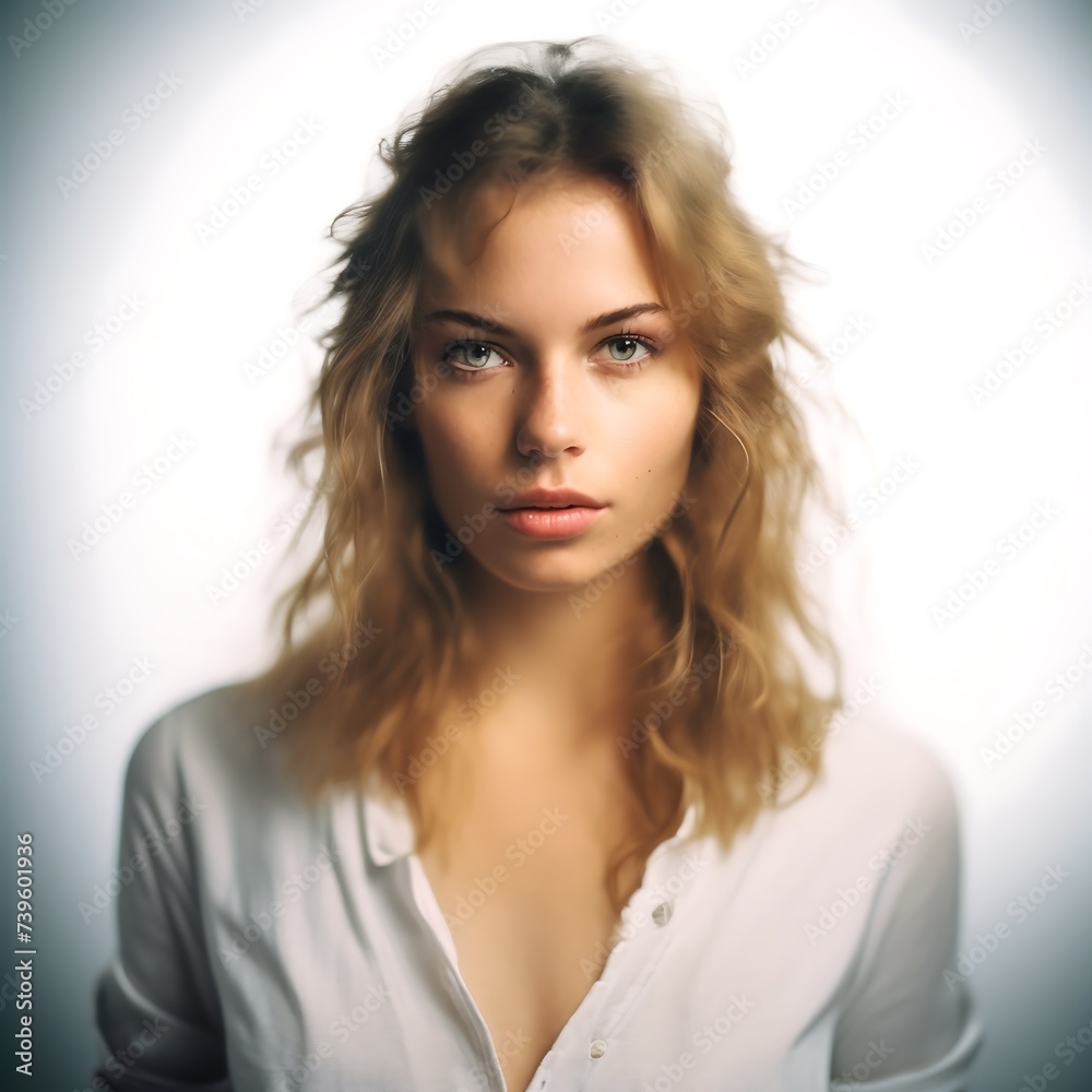 Fototapeta premium portrait of German beautiful woman isolated in white background