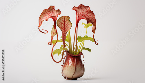 A rare and exotic Pitcher Plant isolated, white background photo