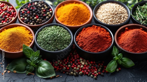 Aromatic herbs and spices enhancing the flavors of nourishing dishes