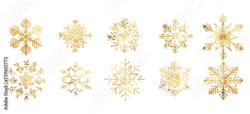 holiday graphic with gold snowflakes, white background