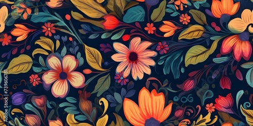 a vibrant floral pattern, digital painting