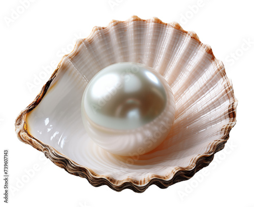 pearl in the shell on white background