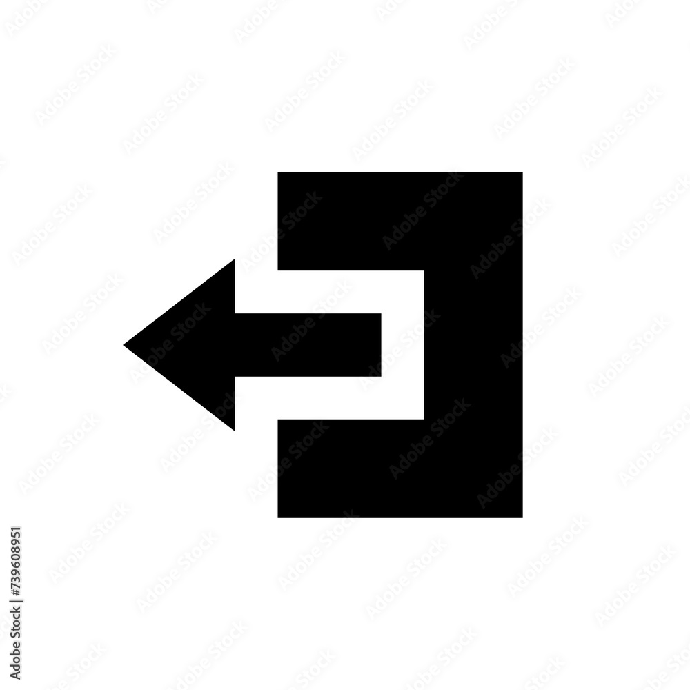 Icon input or output. Door with arrow, direction of movement. Access or registration symbol. Icon input or output. Door with arrow, direction of movement. Access or registration symbol.