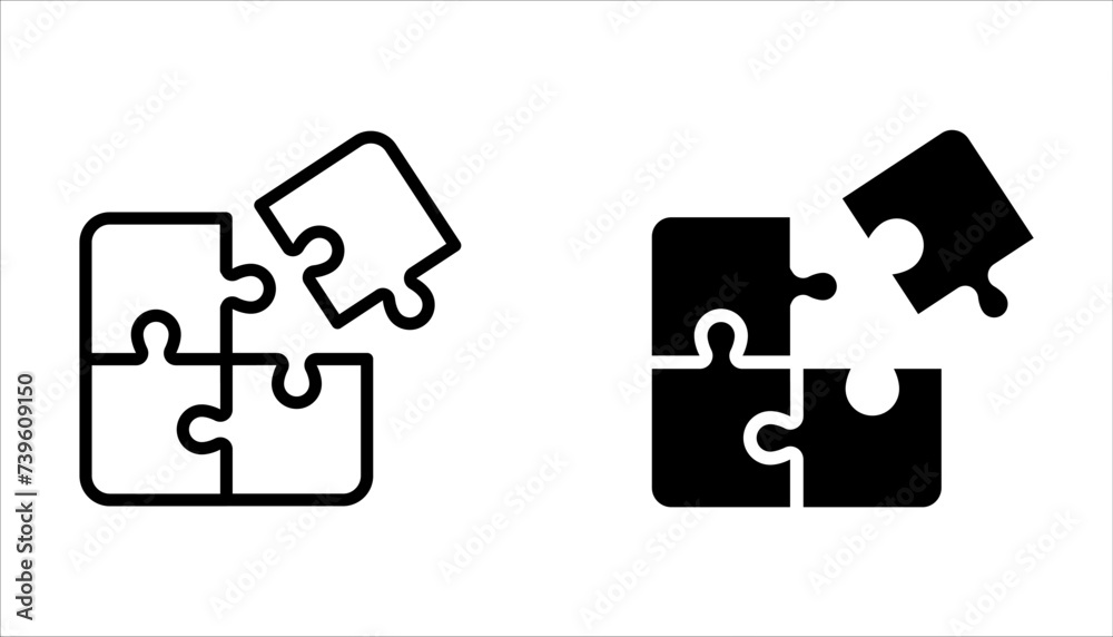 Puzzle compatible icon set. Jigsaw agreement vector illustration on white isolated background. Puzzle compatible icon set. Jigsaw agreement vector illustration on white isolated background.