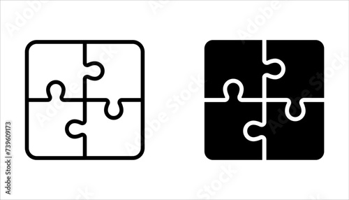 Puzzle compatible icon set. Jigsaw agreement vector illustration on white isolated background. photo