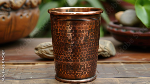 Copper Cup Charm: Hand-Painted Tile Simplicity