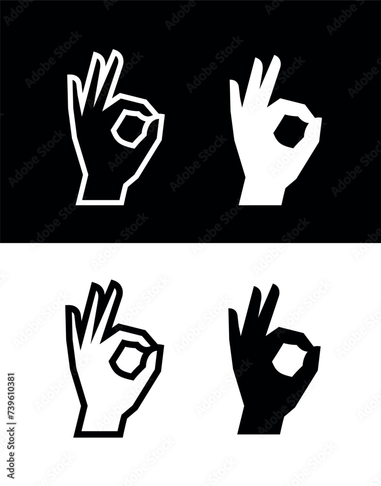 OK gesture icons set. Symbol of agreement or approval. A hand gesture indicating that everything is fine. OK gesture icons set. Symbol of agreement or approval. A hand gesture indicating that everything is fine.