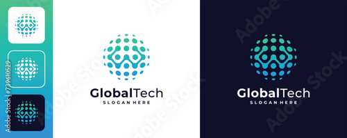 W global tech Logo Design vector Template