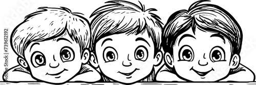 Children peeking sketch drawing