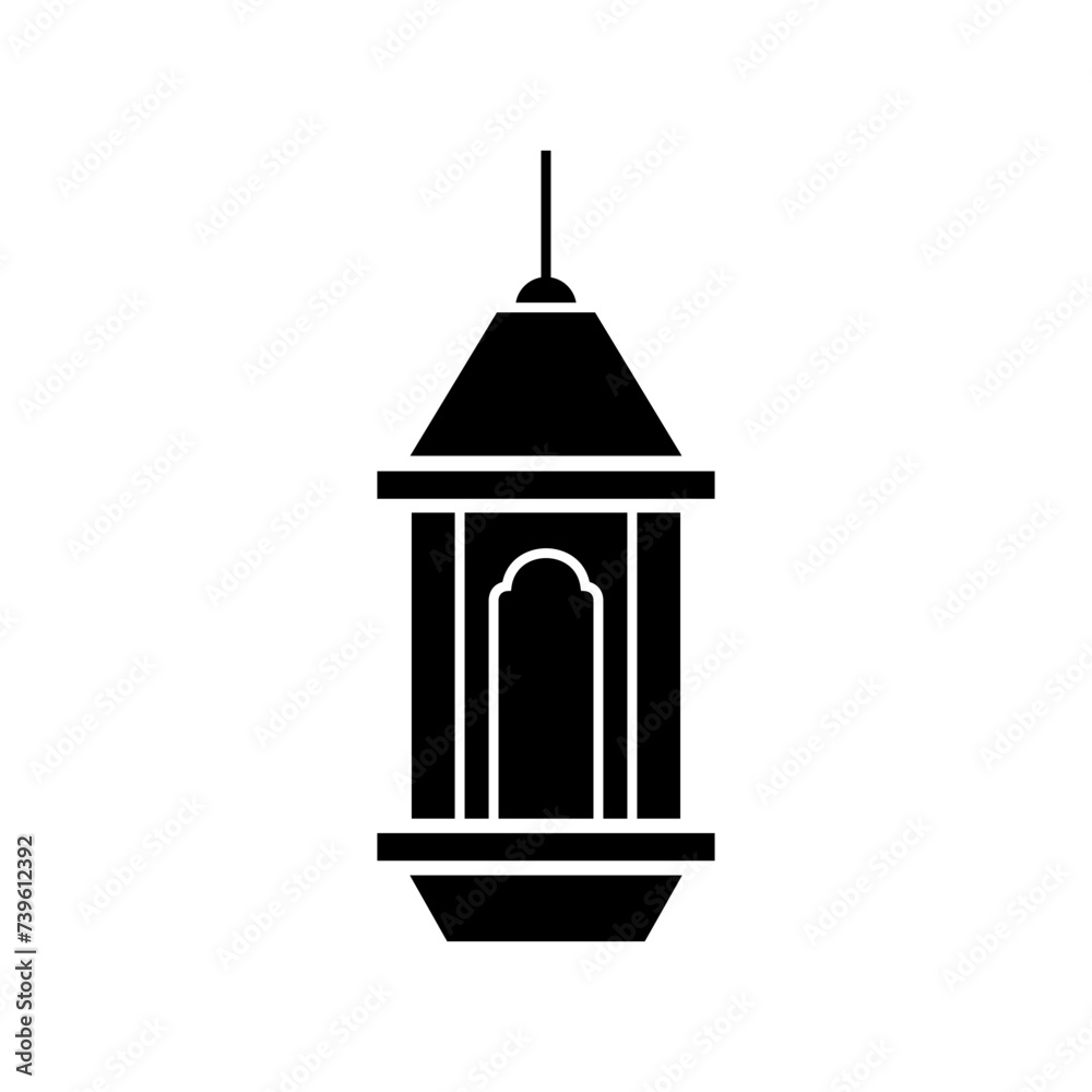 Islamic Lantern Black Icon Vector Design Islamic Lantern Black Icon Vector Design
