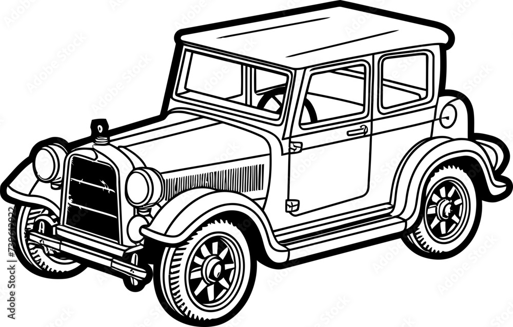 Antique car sketch drawing