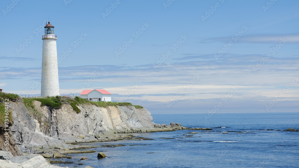 Cap-des-Rosiers Lighthouse at La Cote-de-Gaspe, Gaspe Peninsula on the Gulf of St. Lawrence Quebec Canada the tallest lighthouse in Canada