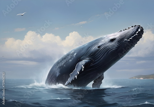 Big whale closeup in ocean © gmstockstudio