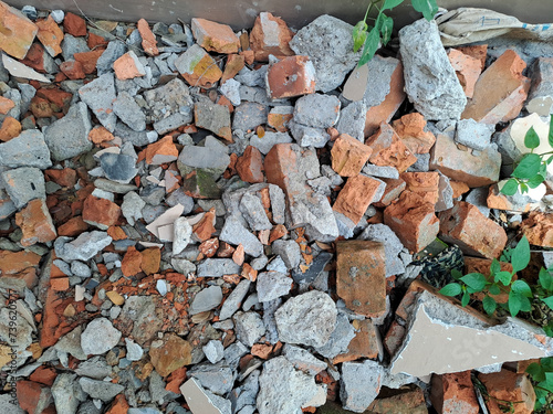 Wallpaper Mural Pile of broken red bricks and fragments of concrete from destroyed building Torontodigital.ca