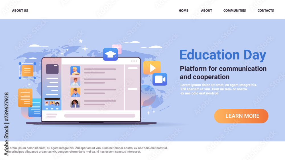 Naklejka premium mix race students group discussing during online video call on laptop screen virtual conference education day live webinar e-learning concept