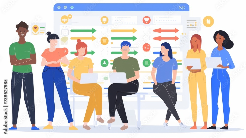 Arrows pointing the way in a flow chart. Arrows pointing the way in a flow chart.