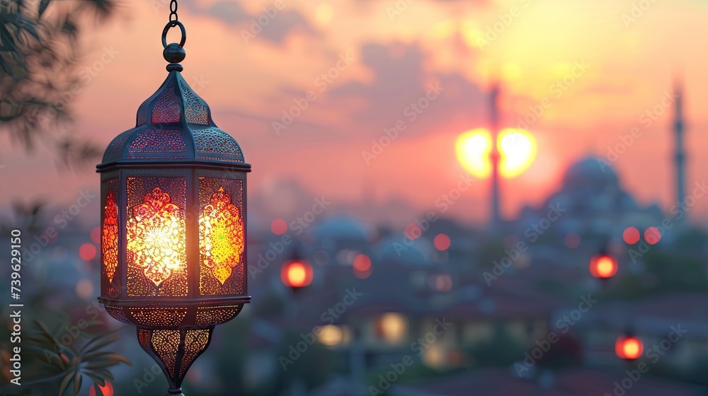 Islamic Lantern & Mosque Eid Background

