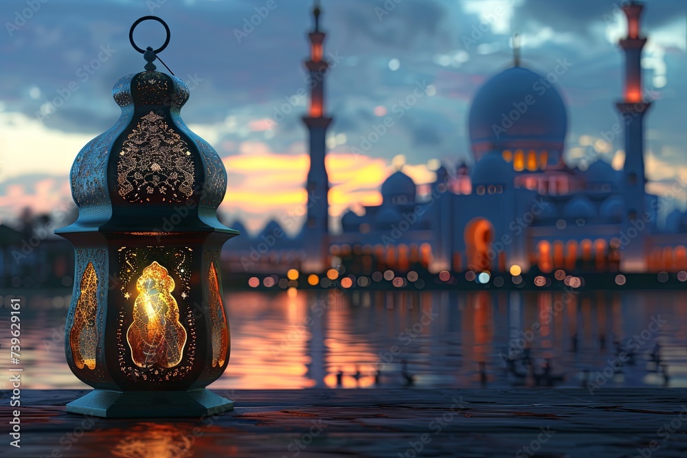 Islamic Lantern & Mosque Eid Background