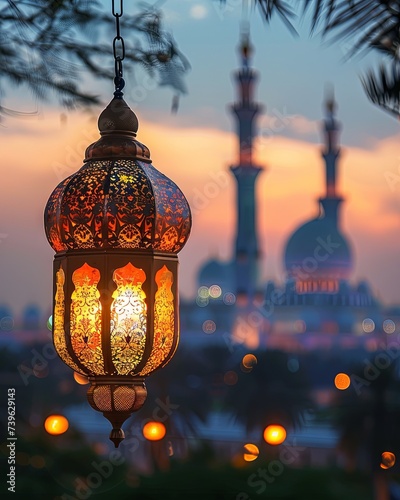 Islamic Lantern & Mosque Eid Background

