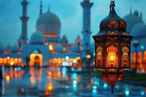 Islamic Lantern & Mosque Eid Background

