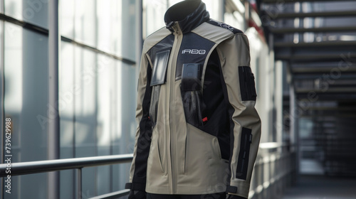 A jacket with builtin solar panels showcasing the combination of fashion and technology for a functional yet stylish look.