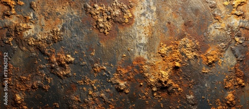 A detailed shot showcasing the intricate patterns of rust on a metal surface, resembling the natural textures found in plants and trees