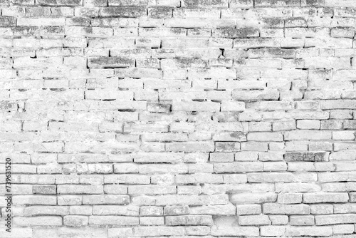 Background of old vintage white brick wall texture.