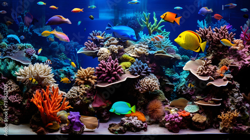 Undersea Ecosystem: An Exquisite Display of Aquatic Life in a Vibrantly-Curated Fish Tank