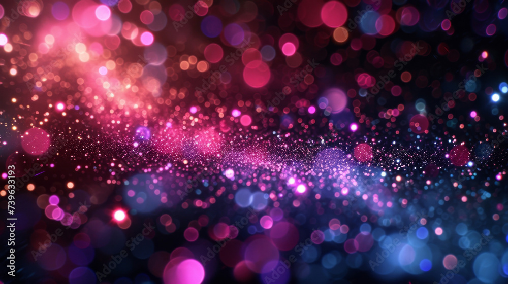Midnight Glitter A stunning array of sparkling neon particles against a deep starry backdrop resembling a glittering galaxy.