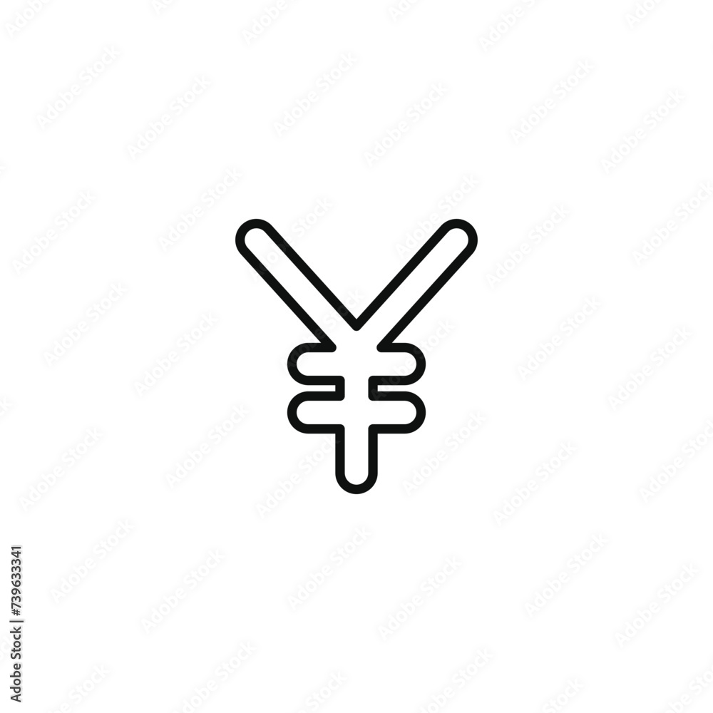 Yen line icon isolated on transparent background Yen line icon isolated on transparent background