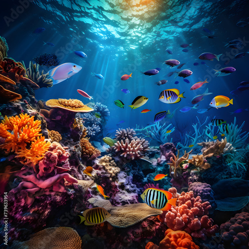 Undersea Ecosystem: An Exquisite Display of Aquatic Life in a Vibrantly-Curated Fish Tank © Celia