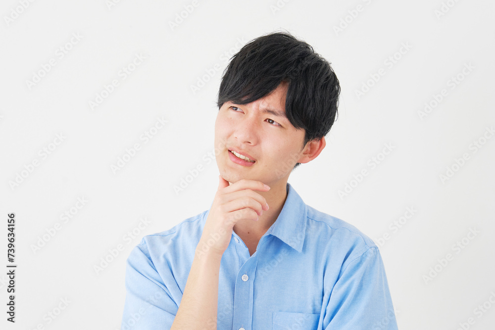 悩む男性 白背景 悩む男性 白背景