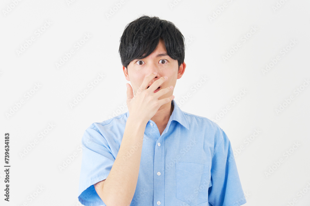 驚く男性 白背景 驚く男性 白背景