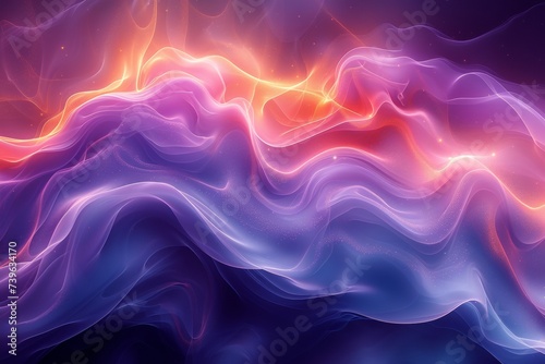 Vibrant abstract waves flowing with glowing particles, artistic digital background