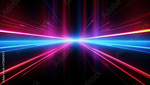 Abstract Glowing Futuristic Blue Speed: A Neon Journey through the Dark Technological Tunnel