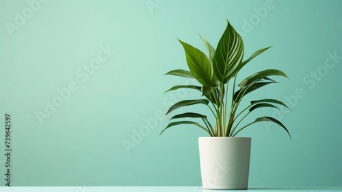 Potted Plant with Vibrant Flowers and Lush Foliage in a Decorative Flowerpot