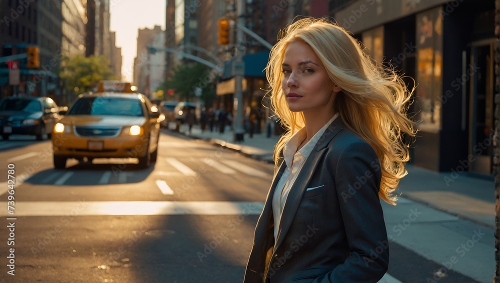 woman walking in the city