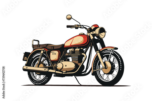 retro motorcycle illustration isolated on white background. flat style design