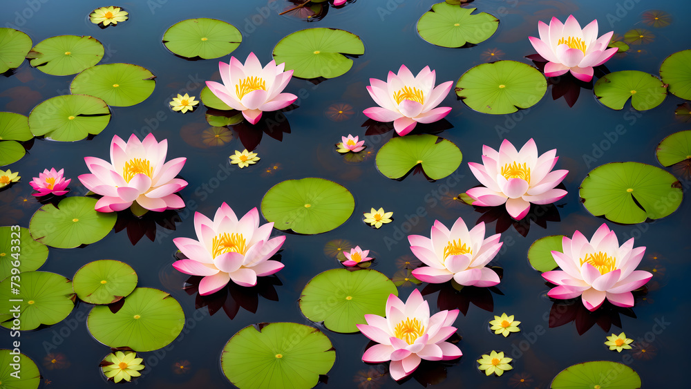 lilies in the pond