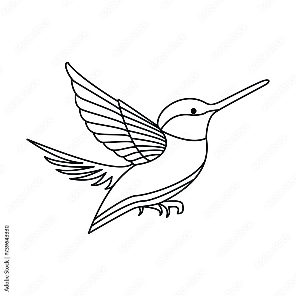 hummingbird single continuous one line out line vector art drawing and tattoo design hummingbird single continuous one line out line vector art drawing and tattoo design