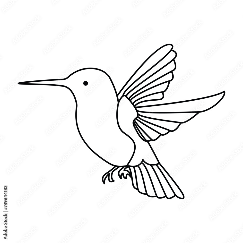 hummingbird single continuous one line out line vector art  drawing  and tattoo design