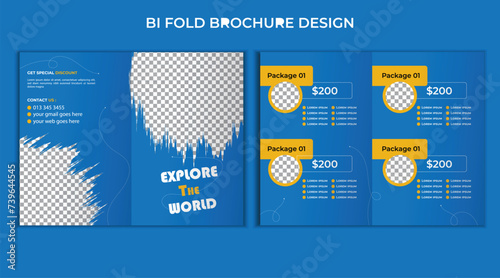 Travel bi fold brochure design vector layout