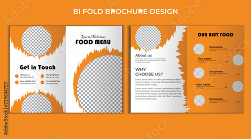 Food bi fold brochure design vector layout,business template