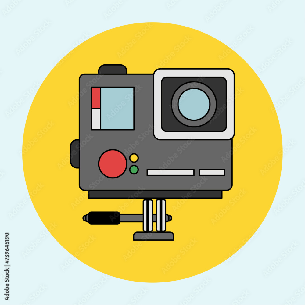 Camera photo icon vector or action cam digital flat and line outline art symbol modern design Camera photo icon vector or action cam digital flat and line outline art symbol modern design