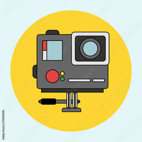 Camera photo icon vector or action cam digital flat and line outline art symbol modern design