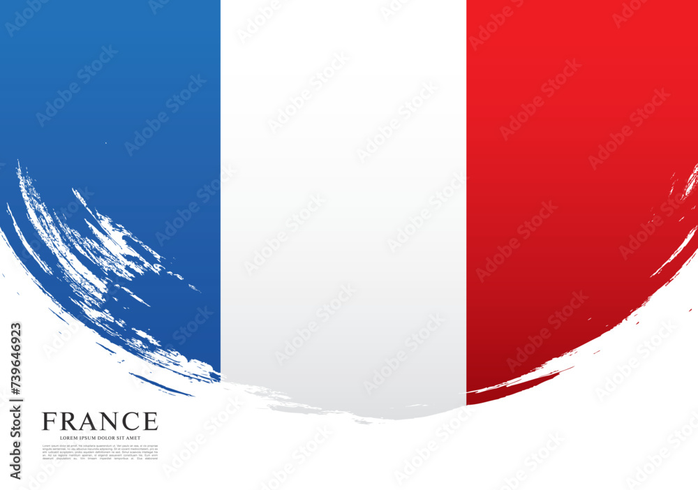 Fototapeta premium French flag made in brush stroke background
