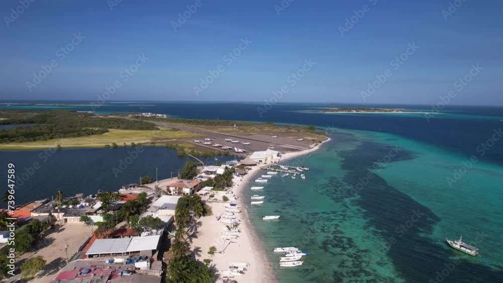 aerial approach small airport caribbean island los roques venezuela aerial approach small airport caribbean island los roques venezuela