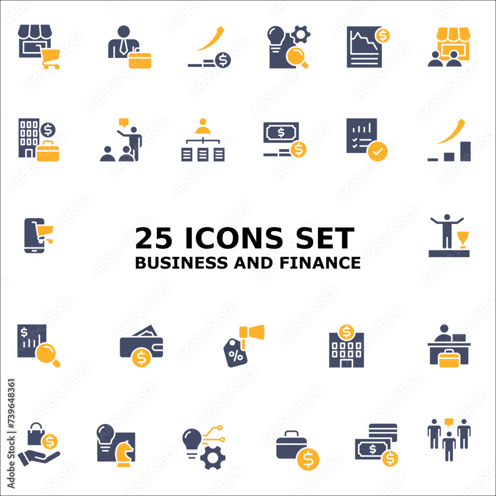 25 DUAL TONE ICON SET, BUSINESS AND FINANCE