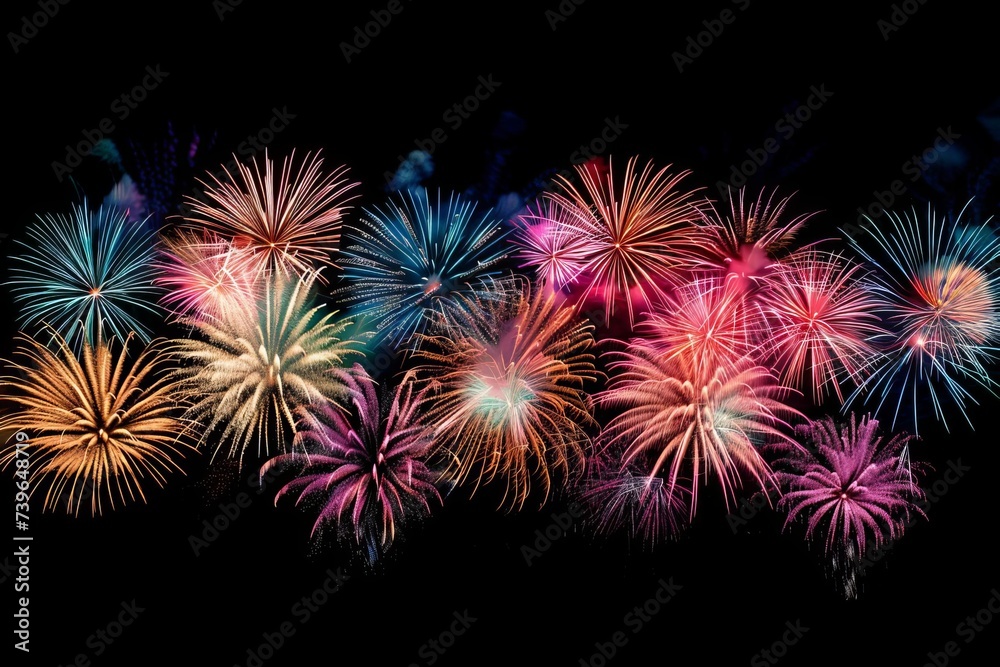 Spectacular fireworks display Celebrating new year's eve with a vibrant explosion of colors Spectacular fireworks display Celebrating new year's eve with a vibrant explosion of colors