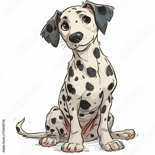 Dalmatian dog sitting and looking at the camera. Vector illustration.